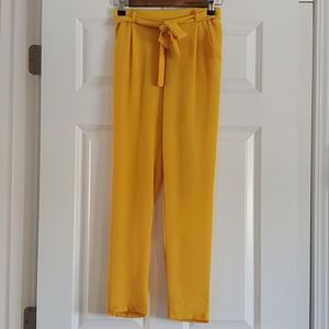 Yellow Tie-Front Soft Pants